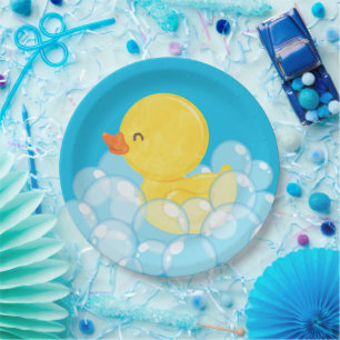 Watercolor Rubber Duck Party Paper Plate