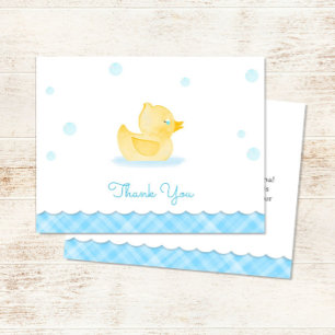 Watercolor Rubber Ducky Baby Shower Thank You Card