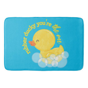 Watercolor Rubber Ducky You're the One Bath Mat