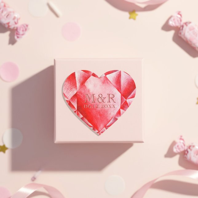     Watercolor Ruby Heart 40th Wedding Anniversary Heart Sticker (Creator Uploaded)