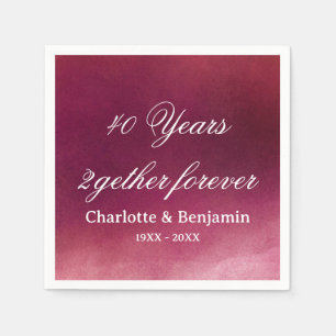 Watercolor Ruby Wedding 40 years Anniversary  Napkin
