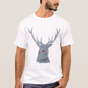 Watercolor Rudolph deer silhouette Christmas T-Shirt