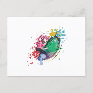 Watercolor rugby ball postcard