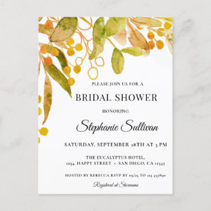Watercolor Rust Bridal Shower Invitation Postcard