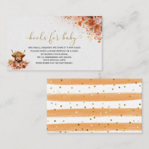 Watercolor Rust Highland Cow baby shower books for Enclosure Card