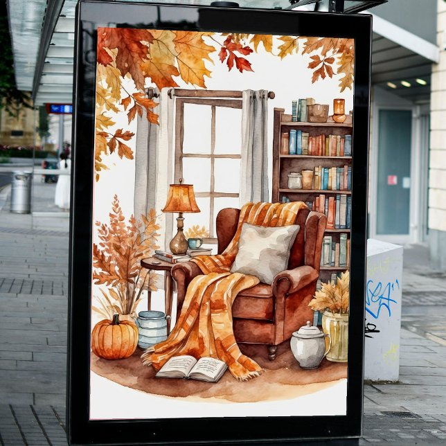 Watercolor Rustic Autumn Fall Reading Nook  Poster (Creator Uploaded)