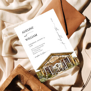 Watercolor Rustic Barn Wedding Invitation Elegant