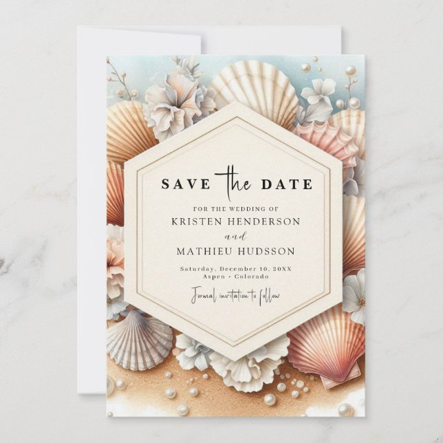 Watercolor Rustic Beach Wedding Save The Date (Front)
