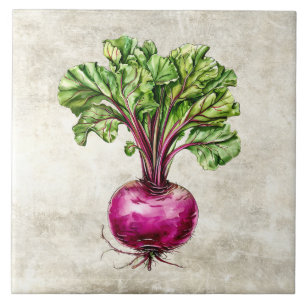 Watercolor Rustic Beets Faux Texture Tile