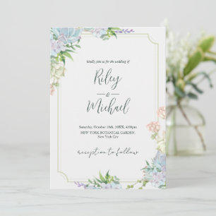 Watercolor Rustic Blue Flower&Botanical Invitatio Invitation