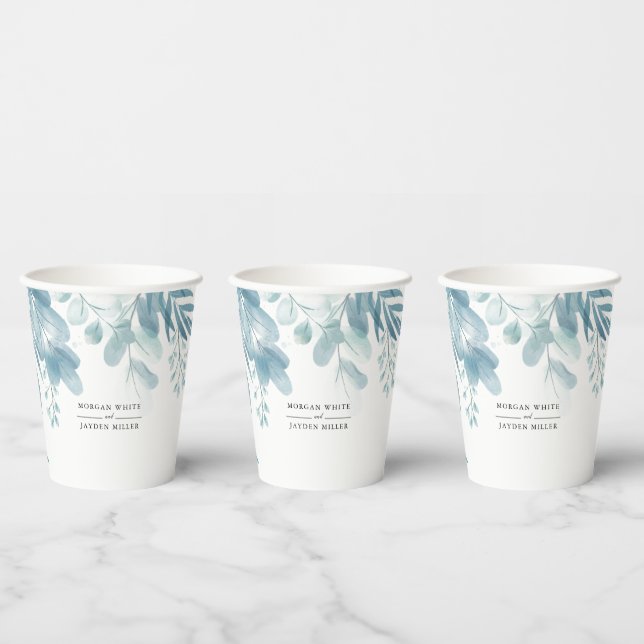 Watercolor Rustic Blue Wild Meadow Wedding  Paper Cups (Multi)