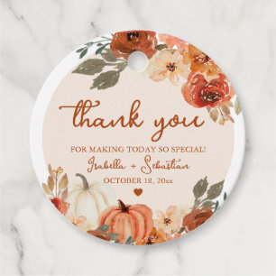 Watercolor Rustic Boho Fall Pumpkin Wedding Favour Tags