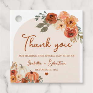 Watercolor Rustic Boho Fall Pumpkin Wedding Favour Tags