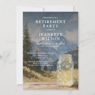 Watercolor Rustic Boho Mountain Retirement Party Invitation