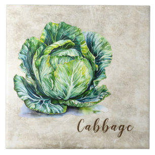 Watercolor Rustic Cabbage Faux Texture Tile