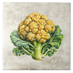 Watercolor Rustic Cauliflower Faux Texture Tile