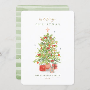 Watercolor Rustic Christmas Tree Christmas Party I Invitation