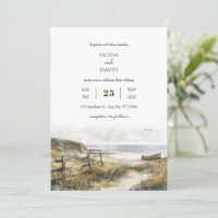 Watercolor Rustic Coastal Field Art Beach Wedding 