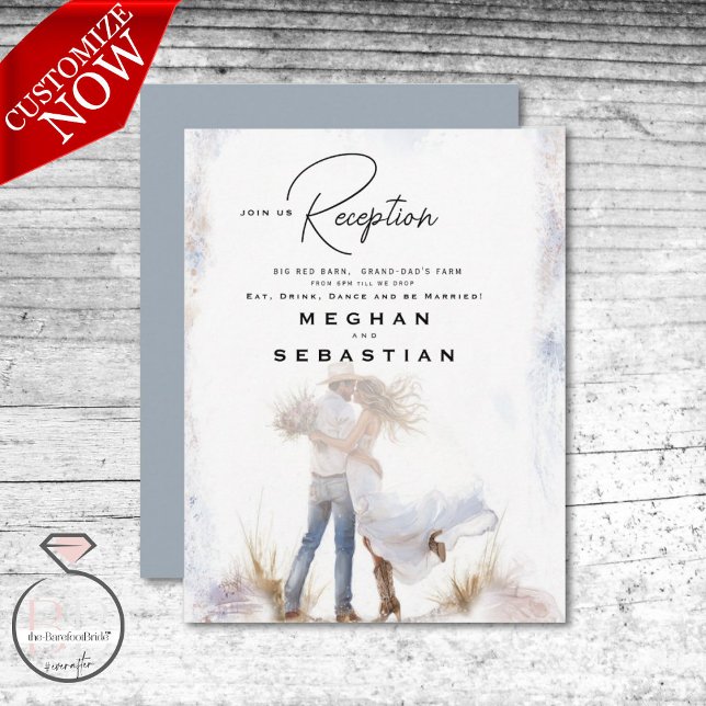 Watercolor Rustic Cowboy Wedding  Enclosure Card (Creator Uploaded)