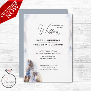 Watercolor Rustic Cowboy Wedding  Invitation