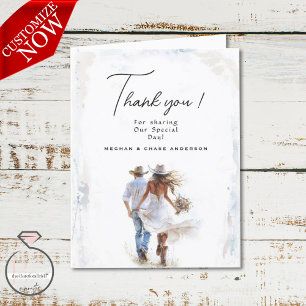 Watercolor Rustic Cowboy Wedding  Thank You Card