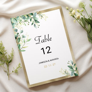 Watercolor rustic eucalyptus green Table Numbers