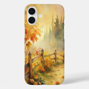 Watercolor Rustic Fall Landscape iPhone 16 Plus Case