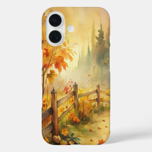 Watercolor Rustic Fall Landscape iPhone 16 Case