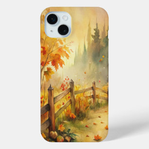 Watercolor Rustic Fall Landscape  iPhone 15 Mini Case