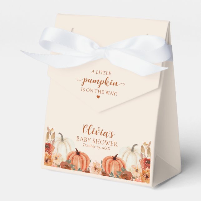 Watercolor Rustic Fall Little Pumpkin Baby Shower Favour Box (Front Side)