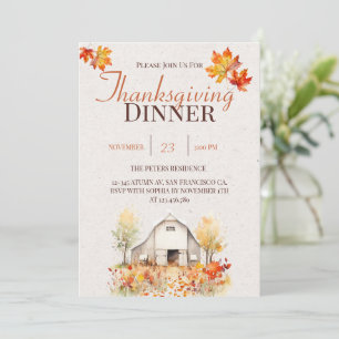 Watercolor Rustic Fall Thanksgiving Invitation