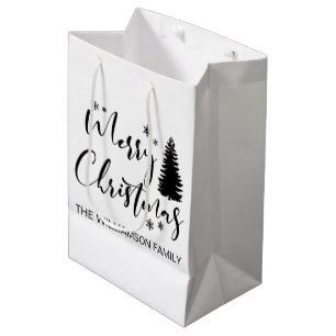 Watercolor Rustic Fir Trees Forest Winter Medium G Medium Gift Bag