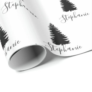 Watercolor Rustic Fir Trees Forest Winter Wrapping Wrapping Paper