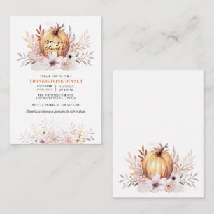Watercolor Rustic Floral Pumpkin Thanksgiving Card