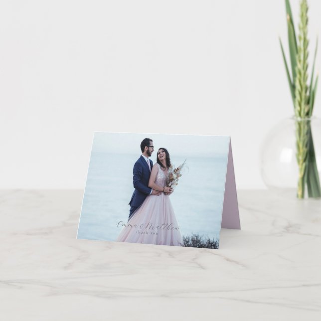 Watercolor Rustic Flowers Folded Photo Thank You Note Card (Front)