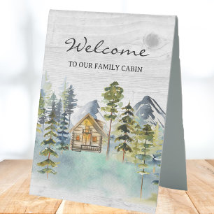 Watercolor Rustic Foggy Forest Mountain Cabin