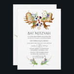 Watercolor Rustic Forest Bat Mitzvah Invitation<br><div class="desc">Trendy wild woodland bat mitzvah invitation featuring hand painted watercolor bouquets with forest berries - blueberry,  blackberries and sprigs,  pine cones,  ferns,  feathers and moose horns.</div>