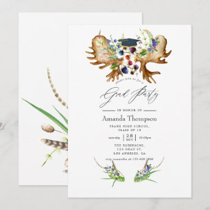 Watercolor Rustic Forest Graduation Party Invitation