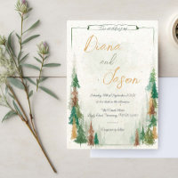 Watercolor Rustic forest pine trees
