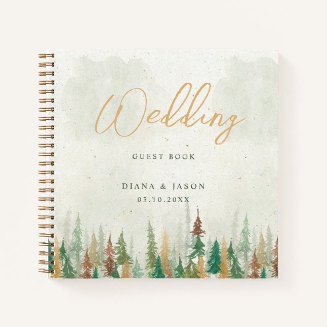 Watercolor Rustic forest pine trees  Notebook (Front)