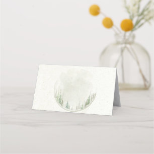 Watercolor Rustic forest pine trees place Place Card