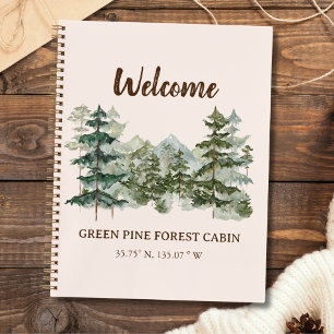 Watercolor Rustic Forest  Rental Cabin Guest Book