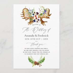 Watercolor Rustic Forest Wedding Programme