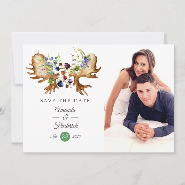 Watercolor Rustic Forest Wedding Save The Date (Front)