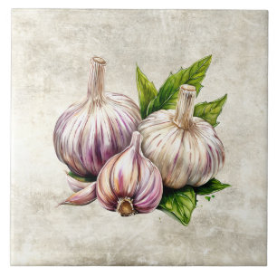 Watercolor Rustic Garlic Faux Texture Tile