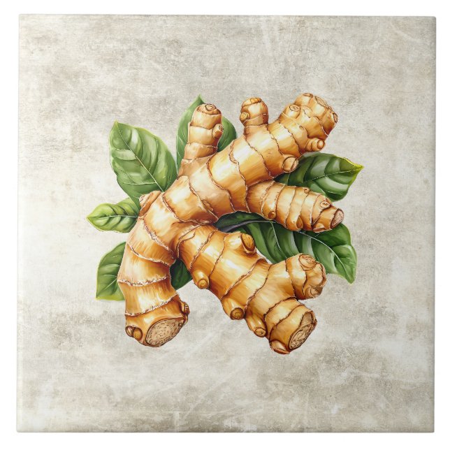 Watercolor Rustic Ginger Faux Texture  Tile (Front)