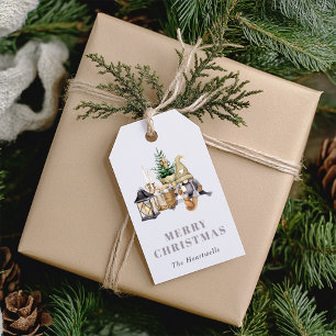 Watercolor Rustic Gnome Holiday Gift Tags