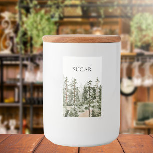 Watercolor Rustic Green Forest Food Label