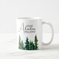 Watercolor Rustic Green Trees Adventure Begins