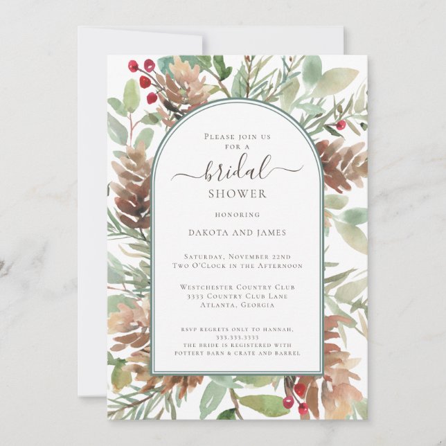 Watercolor Rustic Greenery Couples Bridal Shower  Invitation (Front)